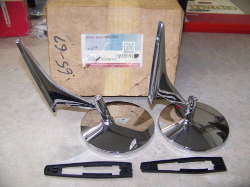 1967 1968 chevelle ss chrome rear view mirror set 3909191 gm nos 3874250 gasket