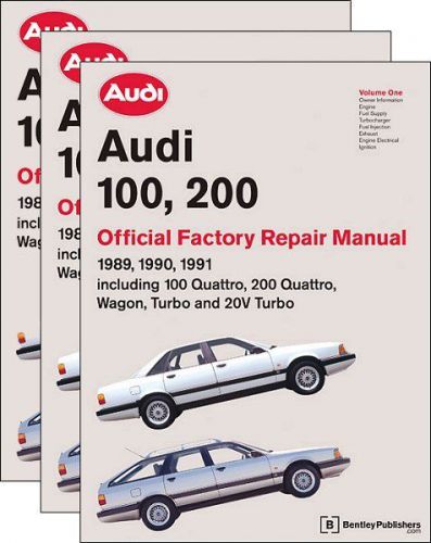 Audi 100, 200 official factory repair manual 1989-1991 (3-volume set)