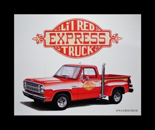 Li&#039;l red express truck dodge: 1979 d150 adventurer lil - dealer poster art print