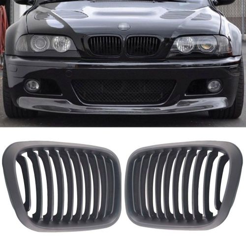 Front replacement matte black kidney grille for 98-01 bmw e46 3 series sedan 4dr