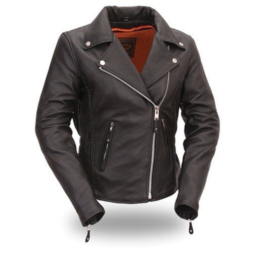 First manufacturing women&#039;s hourglass motorcycle jacket (black, xxxxx-large)