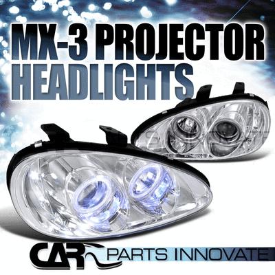 Mazda 92-96 mx3 jdm led halo projector headlights lamp chrome