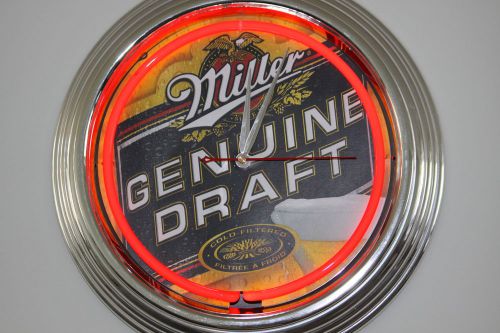 Mgd miller beer billiards pool garage man cave bar pub sign neon clock