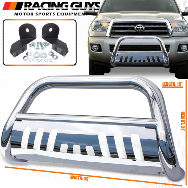 Chrome bull bar guard push toyota tundra sequoia stainless steel upper grille pu