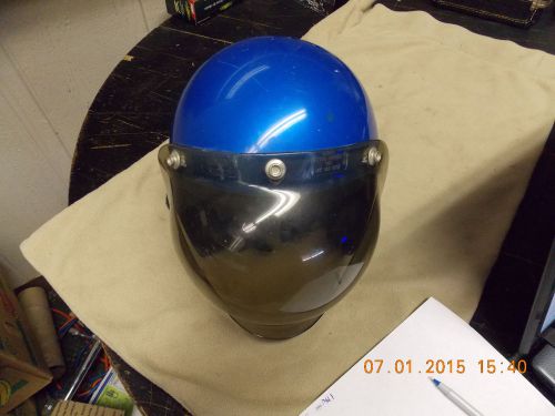 Vintage norcon tw-1 motorcycle bobber helmet blue with  face shield size small