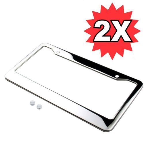 2* chrome stainless steel polished metal license plate frame tag cover screw cap