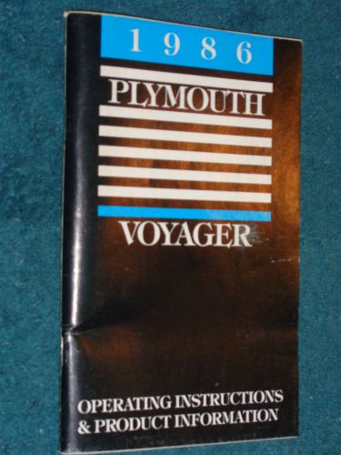 1986 plymouth voyager van owner&#039;s manual / guide book / nice original