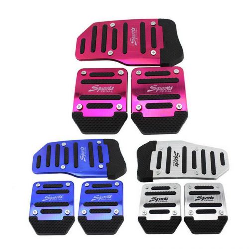 3pcs pedal pad cover kit universal aluminum racing sport transmission mt manual