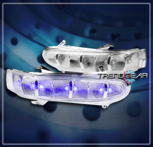 99-02 mercedes-benz w220 w215 blue led mirror turn signal lights chrome blinker