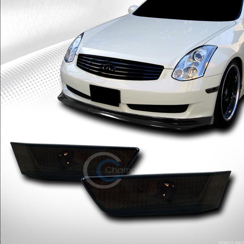 Smoke clear lens parking bumper side marker light lamp 03-07 infiniti g35 2d 2dr