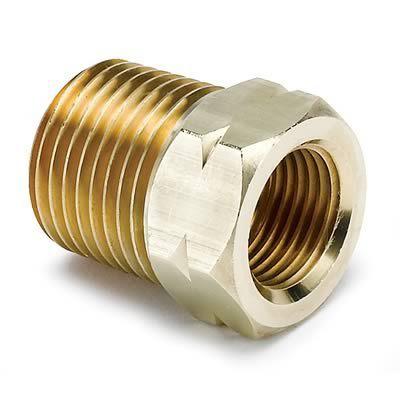 Autometer 2372 temperature adapter male 1/2" npt to female 5/8-18" brass natural