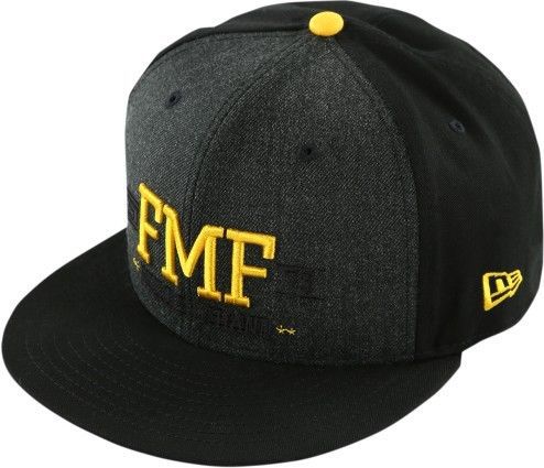 Fmf racing district mens snapback hat charcoal/black/yellow