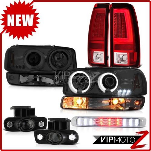 99-02 sierra sl tail lamps high stop lamp bumper fog ccfl headlights halo rim