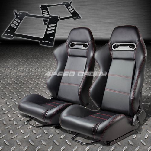 Pair type-r black pvc reclining racing seat+bracket for 07-14 wrangler 4-dr