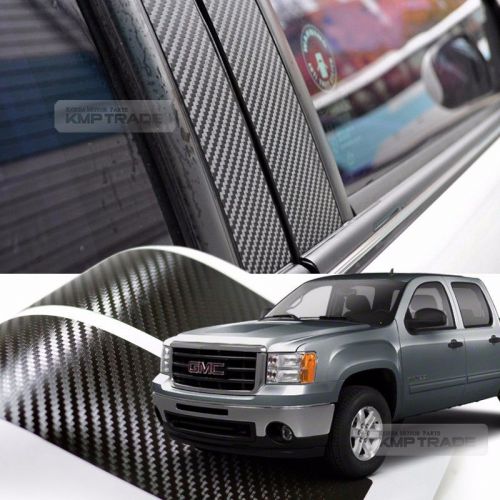 Carbon black b pillar post decal sticker 4p for gmc 2007-13 sierra extended cab