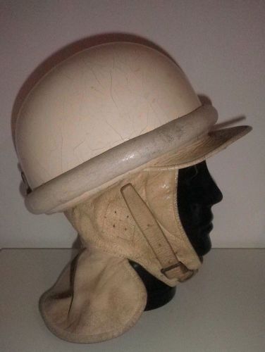 Vintage 50s motorcycle - mining leather helmet