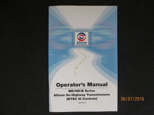 Allison transmission md/hd/b series on-highway operator`s manual original 2000