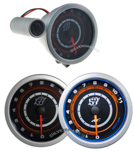 3.75&#034; ac autotechnic s7 gauge black rpm / tach tachometer with shift light