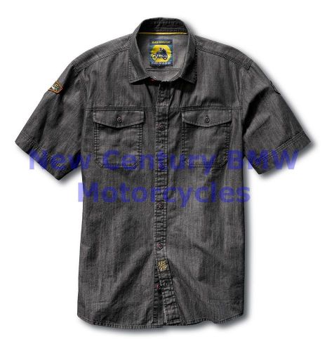 Bmw genuine motorcycle men roadster short-sleeve shirt grey denim m medium