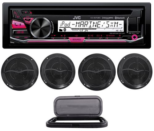 Jvc kd-r97mbs single-din marine cd receiver+splash guard+(4) 6.5&#034; boat speakers