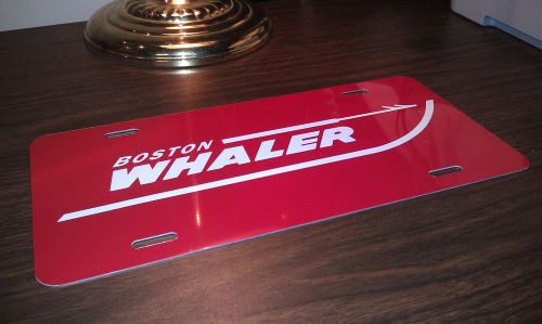 Boston whaler license plate - gloss red metal plate with white print - nice !