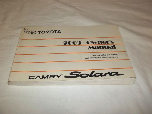 2003 toyota camry solara owner&#039;s manual. / oem - good condition,,