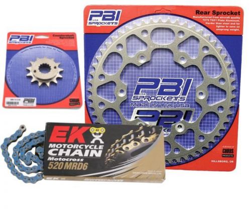 Pbi mrd blue 15-52 chain/sprocket kit for kawasaki kx250 2002-2004