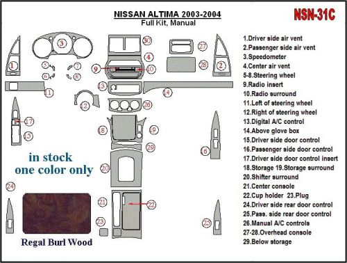 Altima 03 04 2003 2004 dashboard trim kit regal burl wood