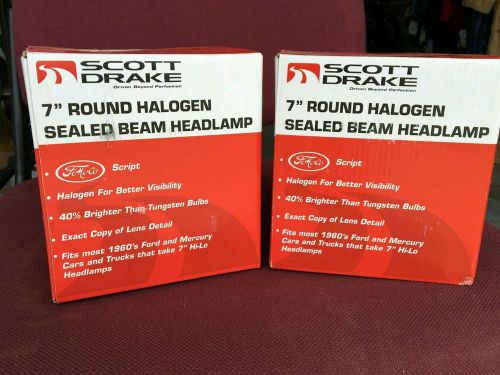 No reserve!!!! pair 1960s ford / mercury 7&#034; round halogen sealed beam headlamps.