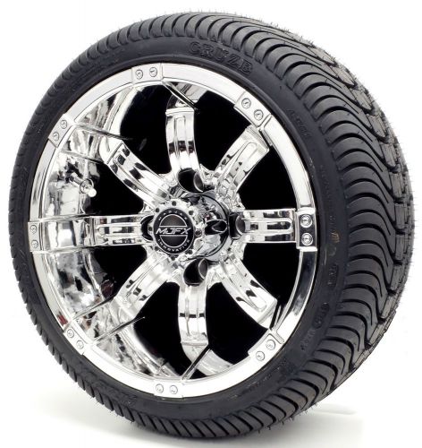 12&#034; madjax &#034;octane&#034; chrome wheel and 215/35-12 cruze golf cart tire combo