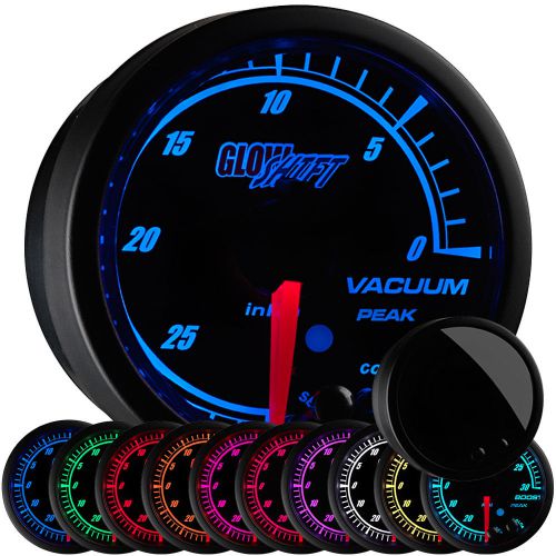 52mm glowshift elite 10 color series vacuum vac gauge w warning &amp; alert