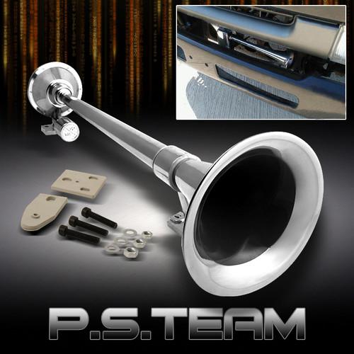 Single 26" long trumpet blast deep train sound super loud compact 12v air horn