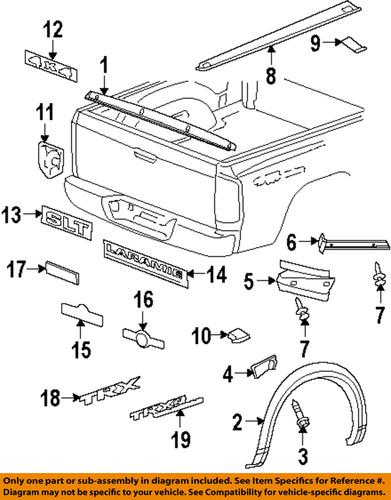 Mopar oem 55372199ae pick up box-rail cover