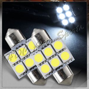 2x 31mm 6 smd white led festoon dome map glove box trunk replacement light bulbs