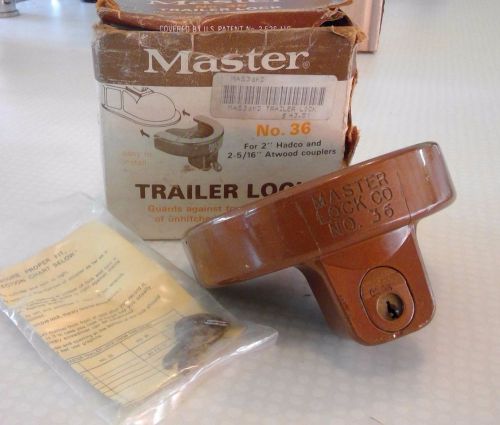 Master lock #36 trailer hitch lock nos with keys new anti-theft