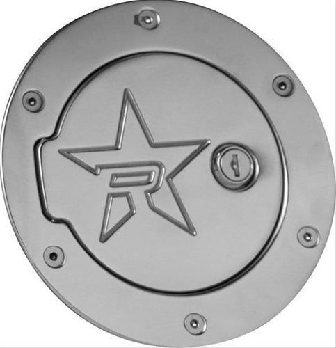 Rolling big power fuel door rx-2 round lockable aluminum polished dodge ram each