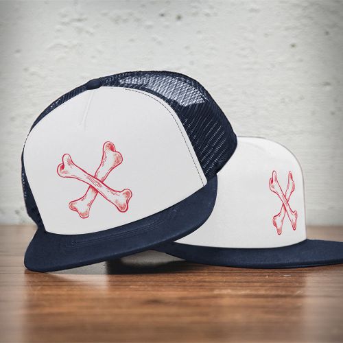 Car bone hat with crossed bones porsche enthusiast gadget carbone trucker