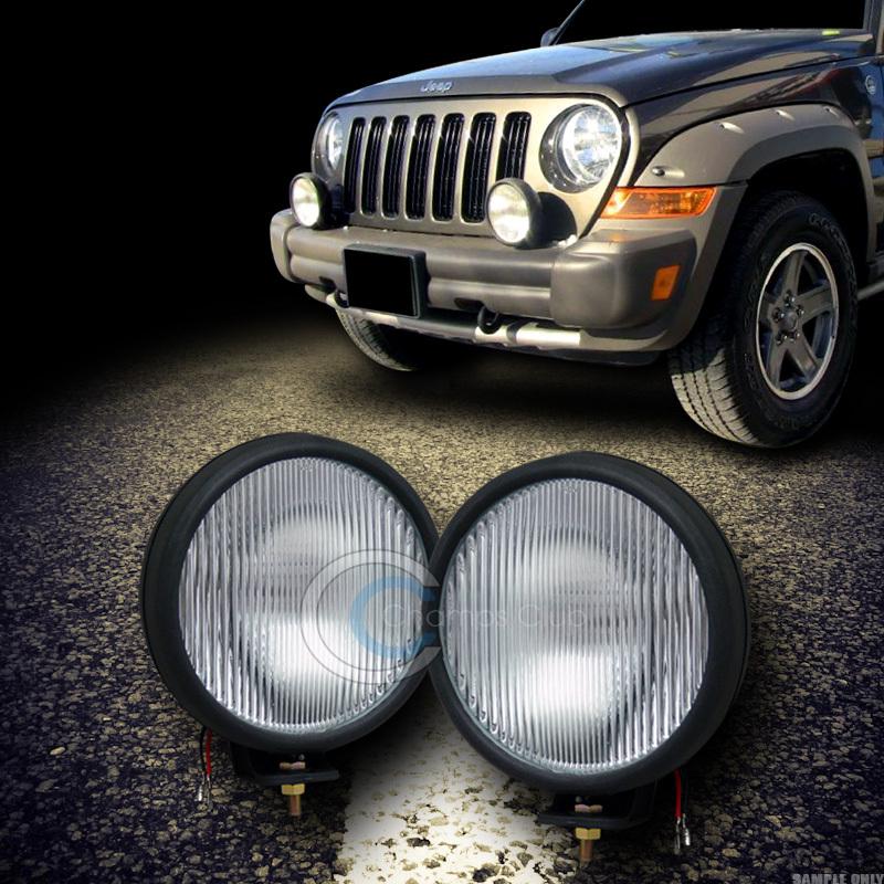 Euro chrome clear front bumper fog light lamp+switch 05-06 jeep liberty renegade