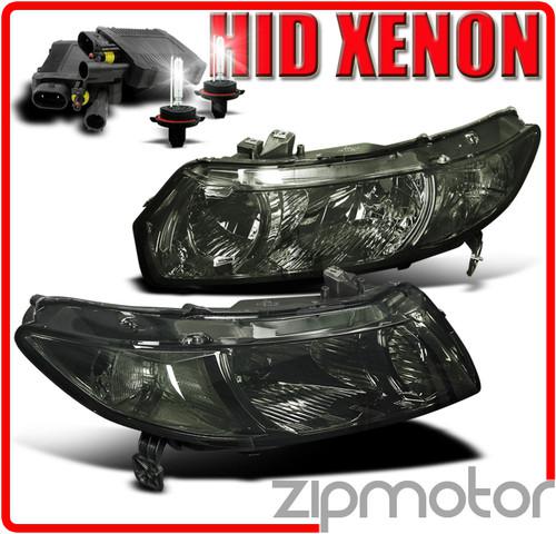 2006-2011 honda civic coupe 2dr crystal jdm smoke headlights+6000k hid 2009 2010