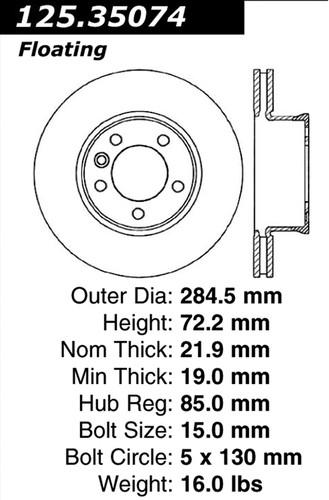 Centric 125.35074 front brake rotor/disc-high carbon rotor-preferred