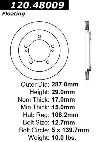 Centric 120.48009 front brake rotor/disc-premium rotor-preferred