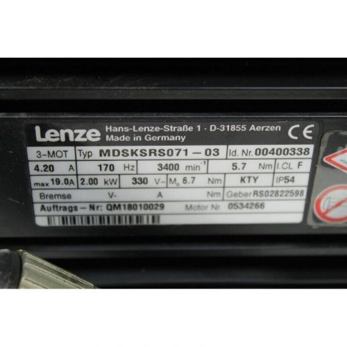 Lenze mdsksrs071-03 (00400338) (servo motor) - 6 months warranty