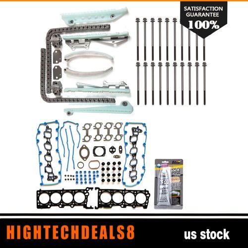 Head gasket set timing chain kit head bolt set for 99-00 ford mustang 4.6l v8