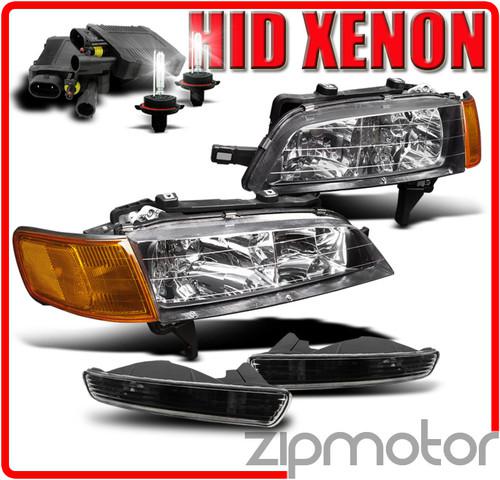 1996-1997 honda accord crystal black head lights w/6000k hid+bumper+amber corner