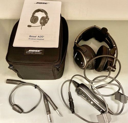 Bose a20 aviation headset with bluetooth &amp; 6 pin cable (included g/a adaptor).