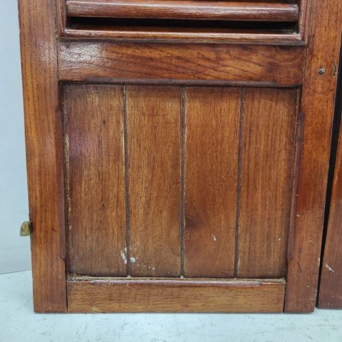 Sailboat teak wood interior cabin louvered cabinet door set 22-1/4&#034; x 18-7/8&#034;