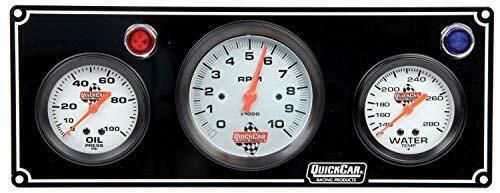 Quickcar racing    61 67313    2 1 gauge panel op wt w  3in tach black