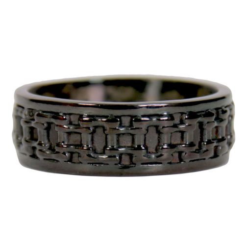 Hot leathers jwr2139 men&#039;s black &#039;bike chain&#039; stainless steel ring