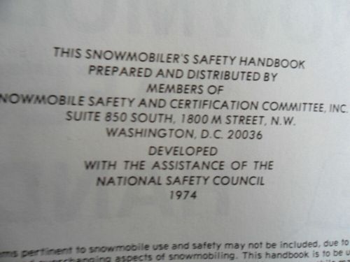 Vtg 1976 snowmobilers safety handbook certification snowmobile guide collectible