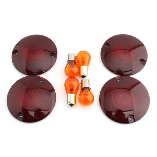 Turn signal light lens cover w/ amber bulbs for harley road/ road king 69308-02